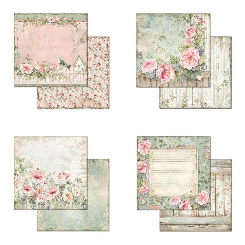 STAMPERIA INTERNATIONAL, KFT Scrapbooks Paper Pad 8X8 10PK HOUSE ROSE, 20.3 x 20.3 (8'' x 8''), Multicoloured - Image 4