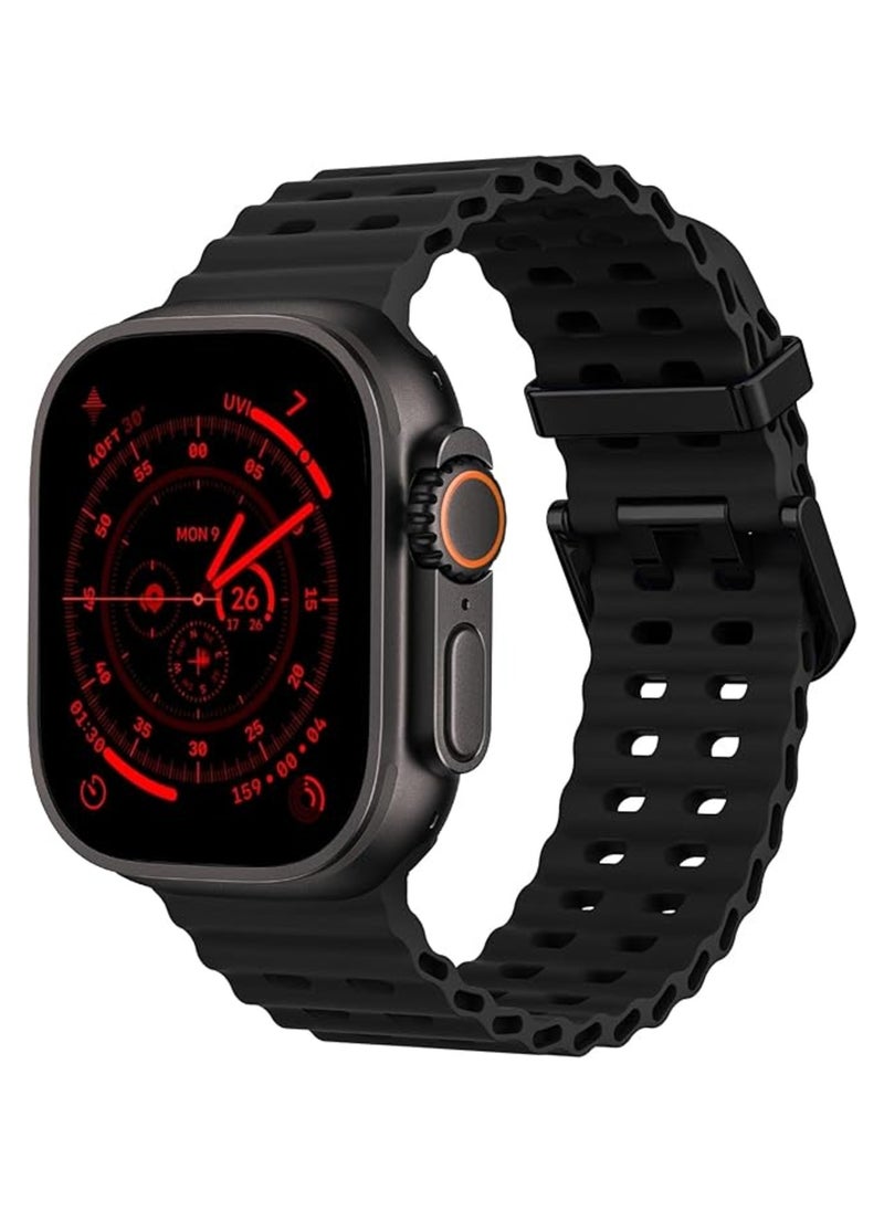 TEMPO Ocean Silicone Sport Rugged Watch Band Compatible with Apple Watch Ultra 2/Ultra Bands 49mm 46mm 45mm 44mm 42mm for Men Women, Breathable Soft Waterproof Strap for for iwatch Series 10 9 8 7 6 5 4 3 2 1 SE  - Image 1