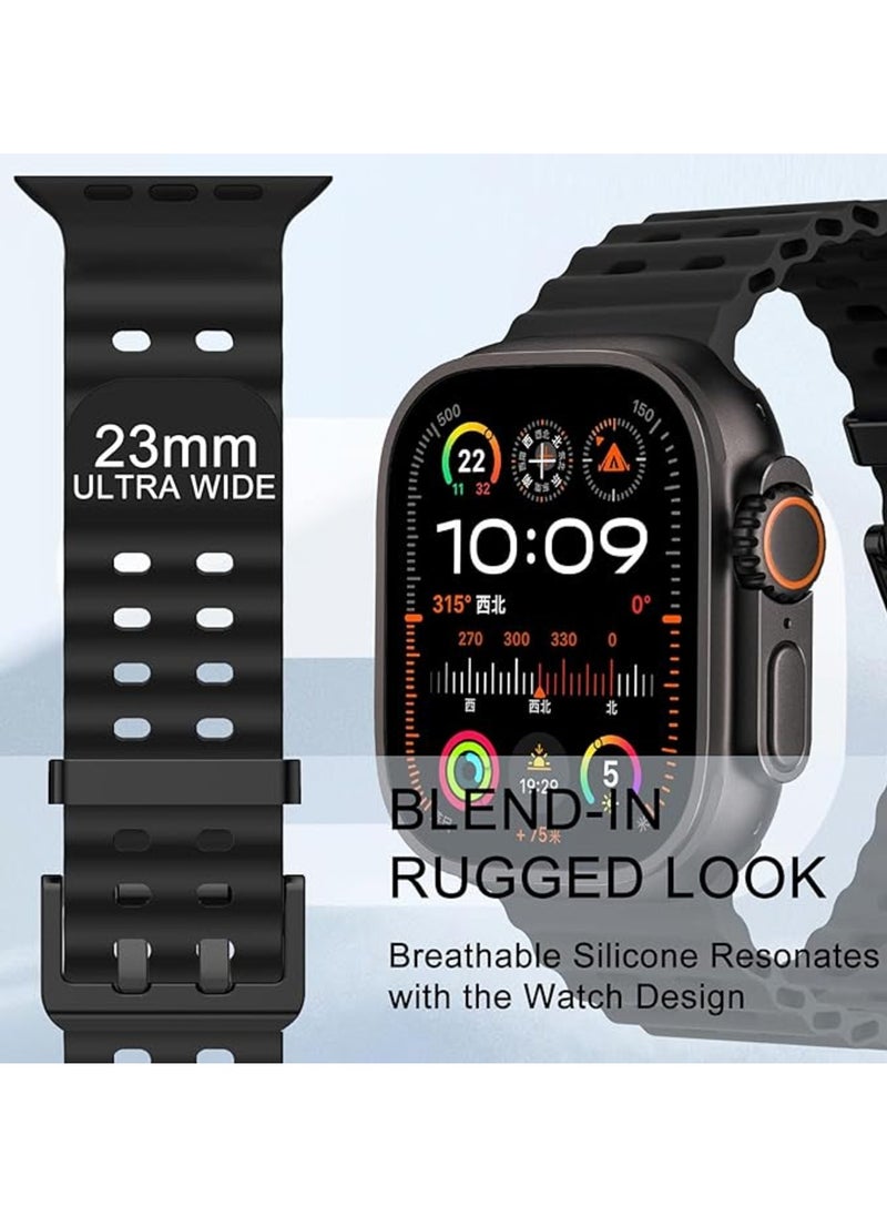 TEMPO Ocean Silicone Sport Rugged Watch Band Compatible with Apple Watch Ultra 2/Ultra Bands 49mm 46mm 45mm 44mm 42mm for Men Women, Breathable Soft Waterproof Strap for for iwatch Series 10 9 8 7 6 5 4 3 2 1 SE  - Image 2