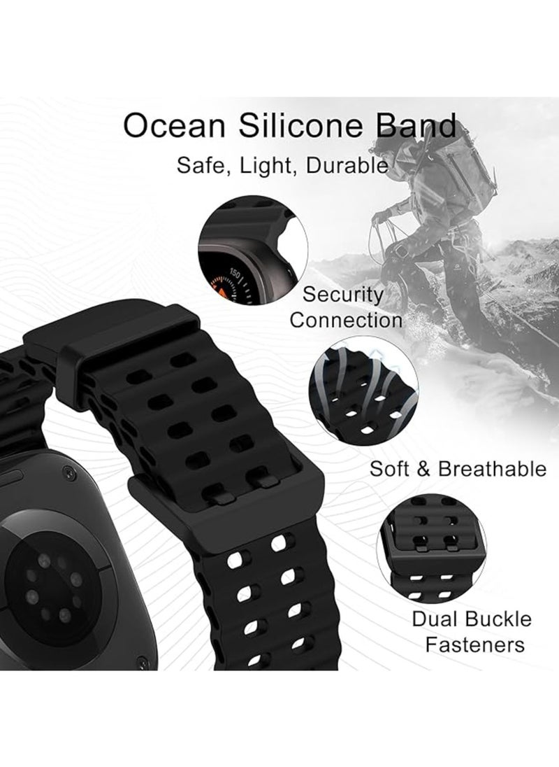 TEMPO Ocean Silicone Sport Rugged Watch Band Compatible with Apple Watch Ultra 2/Ultra Bands 49mm 46mm 45mm 44mm 42mm for Men Women, Breathable Soft Waterproof Strap for for iwatch Series 10 9 8 7 6 5 4 3 2 1 SE  - Image 4