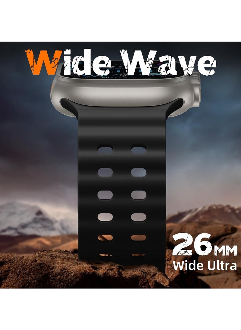 TEMPO Ocean Silicone Sport Rugged Watch Band Compatible with Apple Watch Ultra 2/Ultra Bands 49mm 46mm 45mm 44mm 42mm for Men Women, Breathable Soft Waterproof Strap for for iwatch Series 10 9 8 7 6 5 4 3 2 1 SE  - Image 5