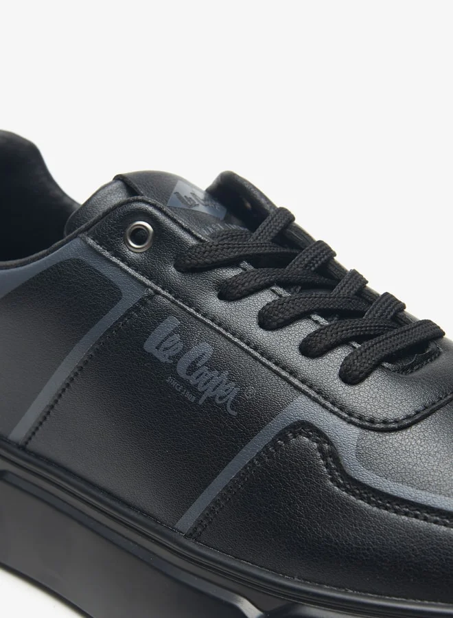 لي كوبر Men's Logo Print Sneakers with Lace-Up Closure