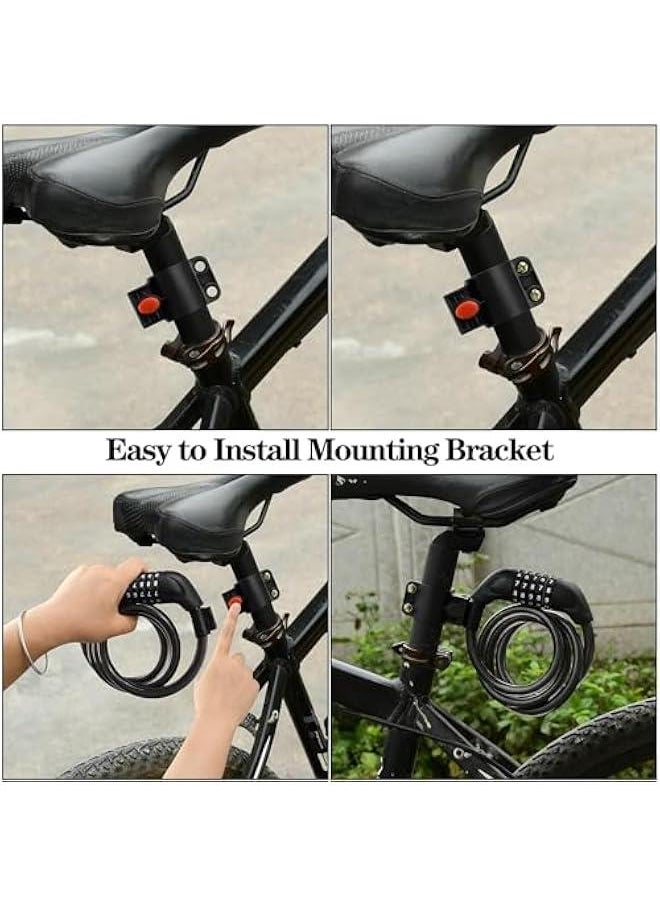 MIXDE Bike Lock Cable, 1.2M Combination Bicycle Lock with Mounting Bracket, High Security 5 Digit Resettable Coiling Bicycle Lock, 5 Colors Anti Theft Cable Locks for Bike (Blue)  - Image 5