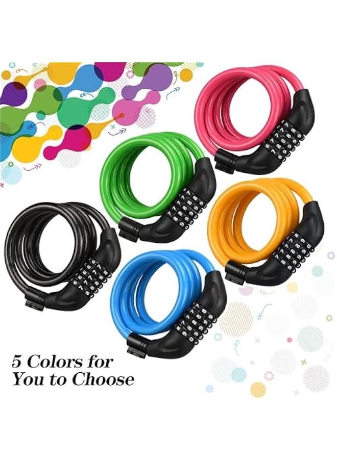 MIXDE Bike Lock Cable, 1.2M Combination Bicycle Lock with Mounting Bracket, High Security 5 Digit Resettable Coiling Bicycle Lock, 5 Colors Anti Theft Cable Locks for Bike (Blue)  - Image 2