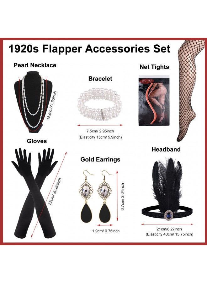 PLULON 1920s Sequin Beaded Fringed Flapper Dress Great Gatsby Dresses for Women with Roaring 20s Costumes Accessories Set (Dark Red,XLarge) - Image 3