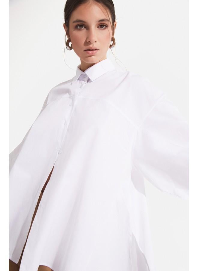 JUNE 100% Cotton Stitching Detailed Shirt White - Image 2