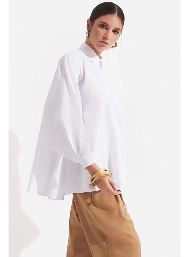 JUNE 100% Cotton Stitching Detailed Shirt White - Image 4