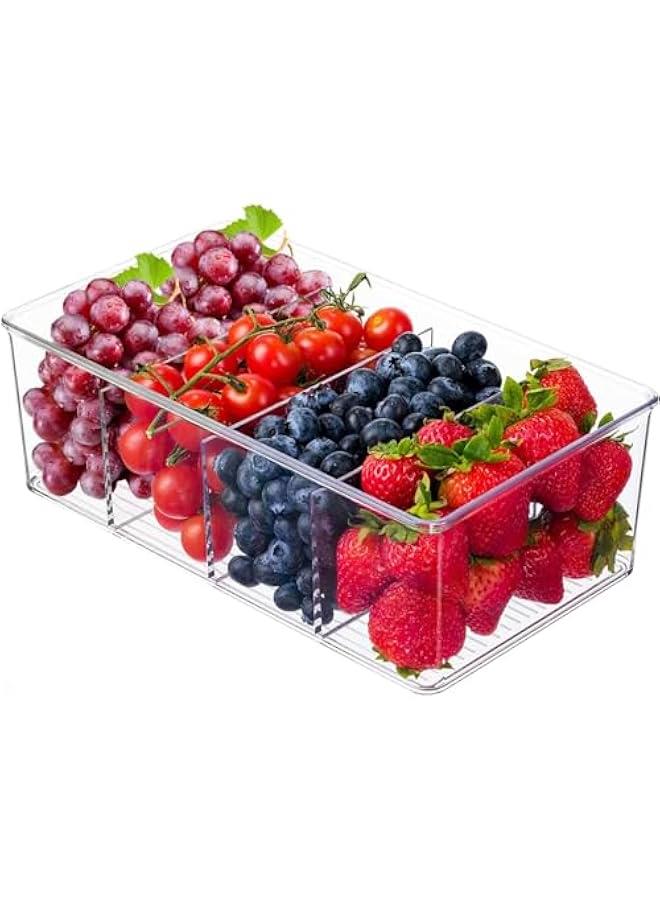 HOOKOR Clear Pantry Organizer Storage Bins Plastic Removable Snack Organizer Pantry Organization Storage Racks with Removable Dividers, Perfect for Packets, Snacks, Spices, Kitchen (6 Pack) - Image 2