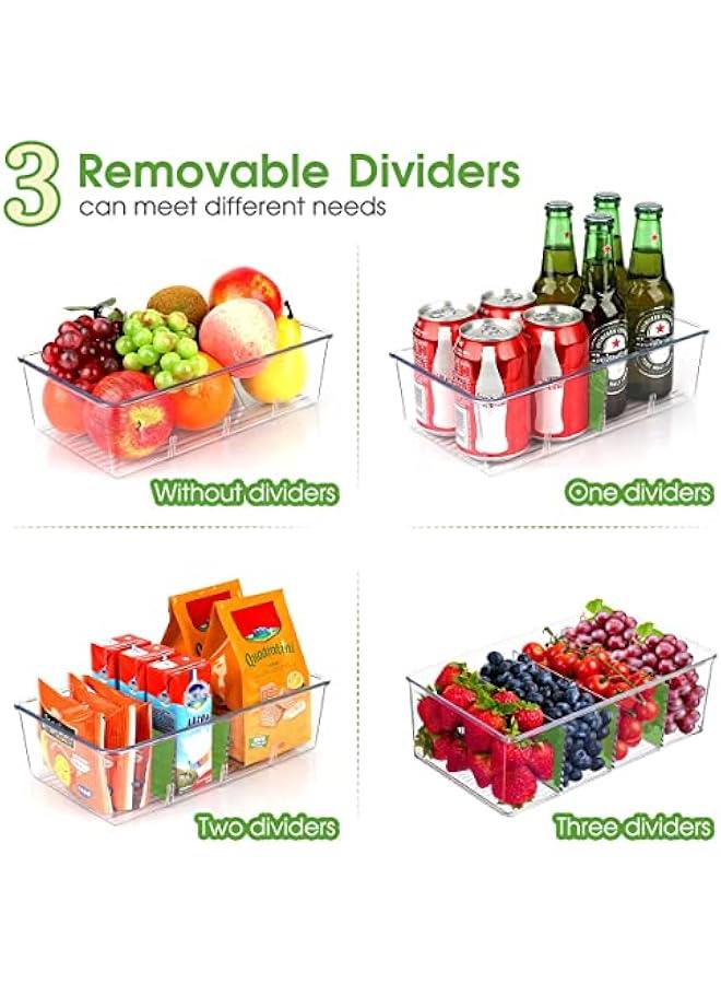 HOOKOR Clear Pantry Organizer Storage Bins Plastic Removable Snack Organizer Pantry Organization Storage Racks with Removable Dividers, Perfect for Packets, Snacks, Spices, Kitchen (6 Pack) - Image 3