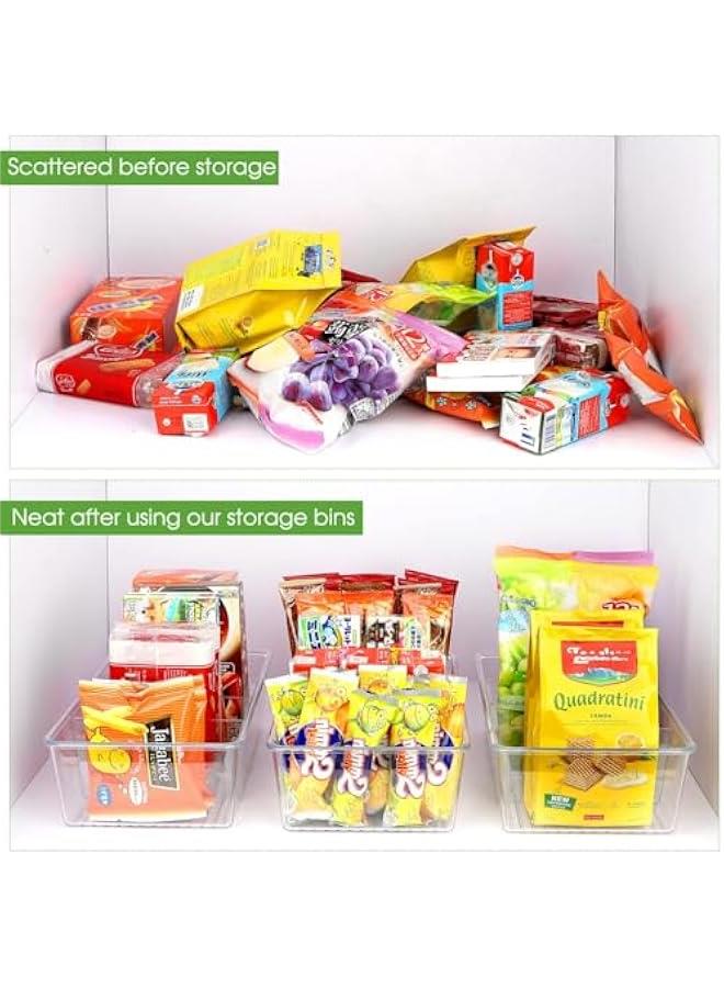 HOOKOR Clear Pantry Organizer Storage Bins Plastic Removable Snack Organizer Pantry Organization Storage Racks with Removable Dividers, Perfect for Packets, Snacks, Spices, Kitchen (6 Pack) - Image 5