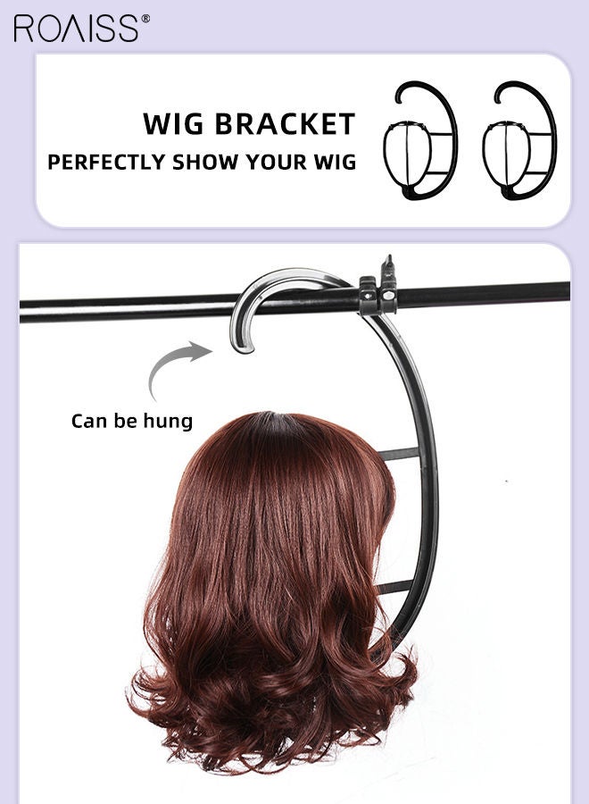 roaiss 3Pcs Wig Hanger Portable Hanging Stand Collapsible Wig Dryer Holder Durable Wig Stand Tool for All Wigs and Hats, Black - Image 2