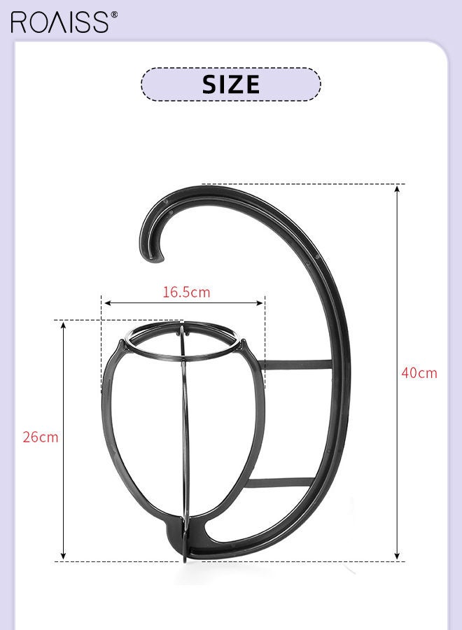 roaiss 3Pcs Wig Hanger Portable Hanging Stand Collapsible Wig Dryer Holder Durable Wig Stand Tool for All Wigs and Hats, Black - Image 4
