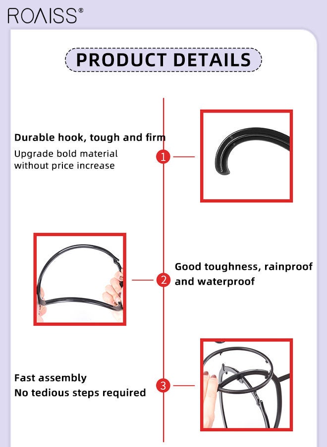 roaiss 3Pcs Wig Hanger Portable Hanging Stand Collapsible Wig Dryer Holder Durable Wig Stand Tool for All Wigs and Hats, Black - Image 3