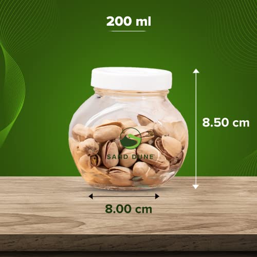 Sand Dune Set of 12, 200 ml Each Storage Glass Jar Assorted Plastic Cap, Transparent | BPA Free |Aachar Pickle, Dry Fruits, Masala, Spices, and dals. - Image 2