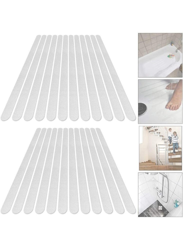 25 PCS Non-Slip Strip Stickers, Bathtub Shower Safety Strips, Self Adhesive Sticking Pads Anti Slip Grip Stickers Bathtub Flooring Safety Tape Bath Mat, Transparent 20X2 cm - Image 1