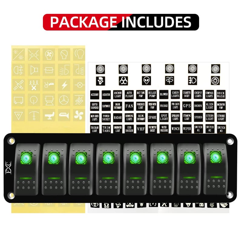 FXC Green 8 Gang Rocker Switch Panel - Image 3