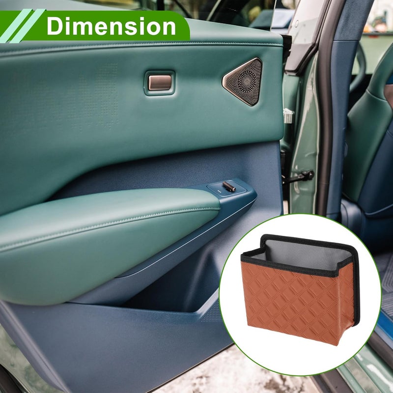 HOPESPANNER Universal Car Trash Can - Faux Leather Hanging Trash Bin, Brown - Image 3