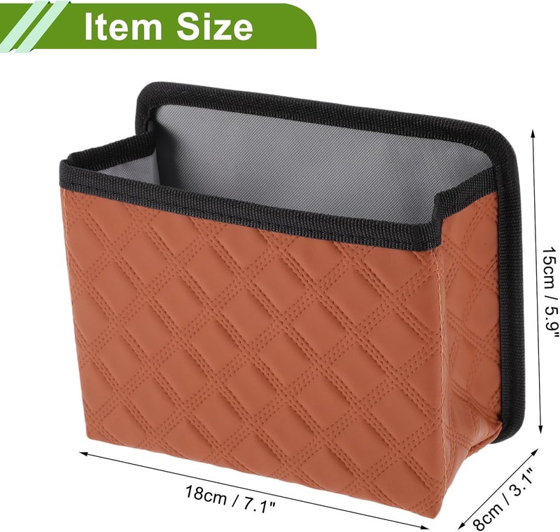 HOPESPANNER Universal Car Trash Can - Faux Leather Hanging Trash Bin, Brown - Image 4