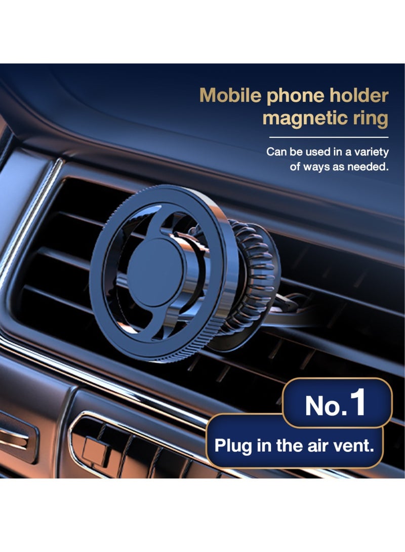 Air Vent Car Phone Mount with Firm Sliding Hook Structure Lock, 360° Rotating Car Phone Holder with Super Strong Magnetic Suction, Suitable for All Types of Cars and Air Vents, Black - Air Vent Type - Image 1
