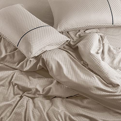Spread Spain Oxford Cotton 400 Thread Count 1 pc Large Throw Pillows Cover 22 x 34 Inches for Bed and Couch Decorative Pillow Insert Geometric Pattern - Taupe - Image 5