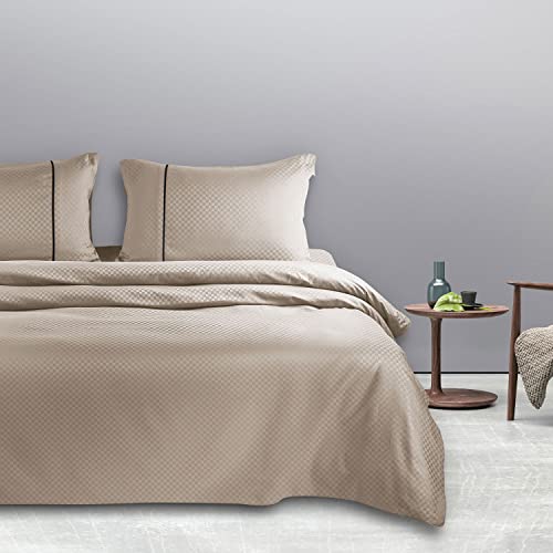 Spread Spain Oxford Cotton 400 Thread Count 1 pc Large Throw Pillows Cover 22 x 34 Inches for Bed and Couch Decorative Pillow Insert Geometric Pattern - Taupe - Image 4