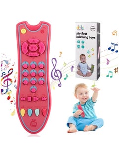 SYOSI TV Remote Control Toy Early Education Toy for 6 Months+ Toddlers Kids Provides Musical Play of Light and Sound for Numbers Learning Come with 3 Language Models English French and Spanish Pink  - Image 1