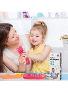 SYOSI TV Remote Control Toy Early Education Toy for 6 Months+ Toddlers Kids Provides Musical Play of Light and Sound for Numbers Learning Come with 3 Language Models English French and Spanish Pink  - Image 3