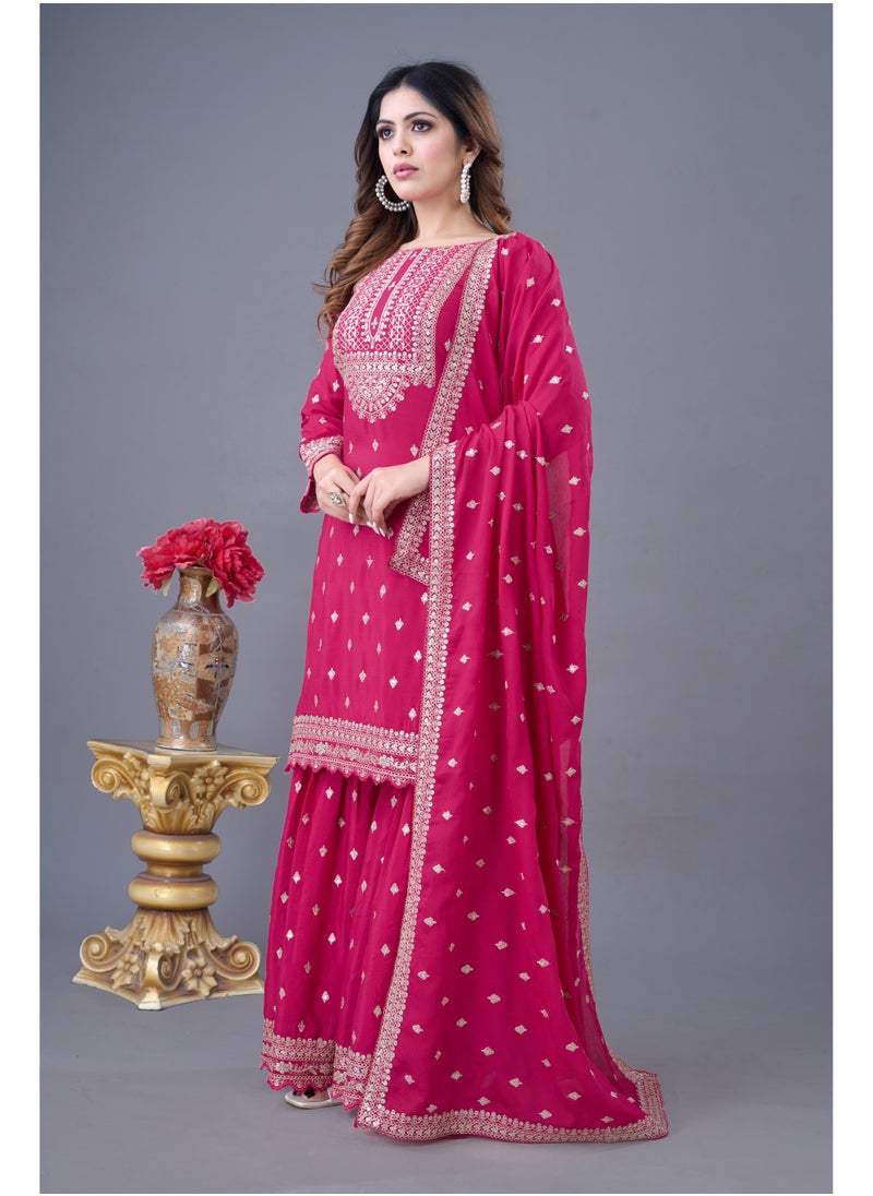 Super Asian Launching New Designer Party Wear Look Fancy Top-Dupatta and fully stitched Sharara  - Image 3