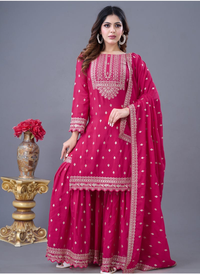 Super Asian Launching New Designer Party Wear Look Fancy Top-Dupatta and fully stitched Sharara  - Image 1