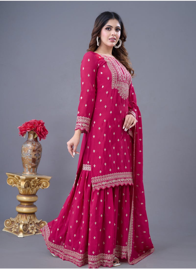 Super Asian Launching New Designer Party Wear Look Fancy Top-Dupatta and fully stitched Sharara  - Image 4