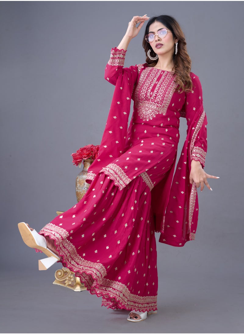 Super Asian Launching New Designer Party Wear Look Fancy Top-Dupatta and fully stitched Sharara  - Image 5