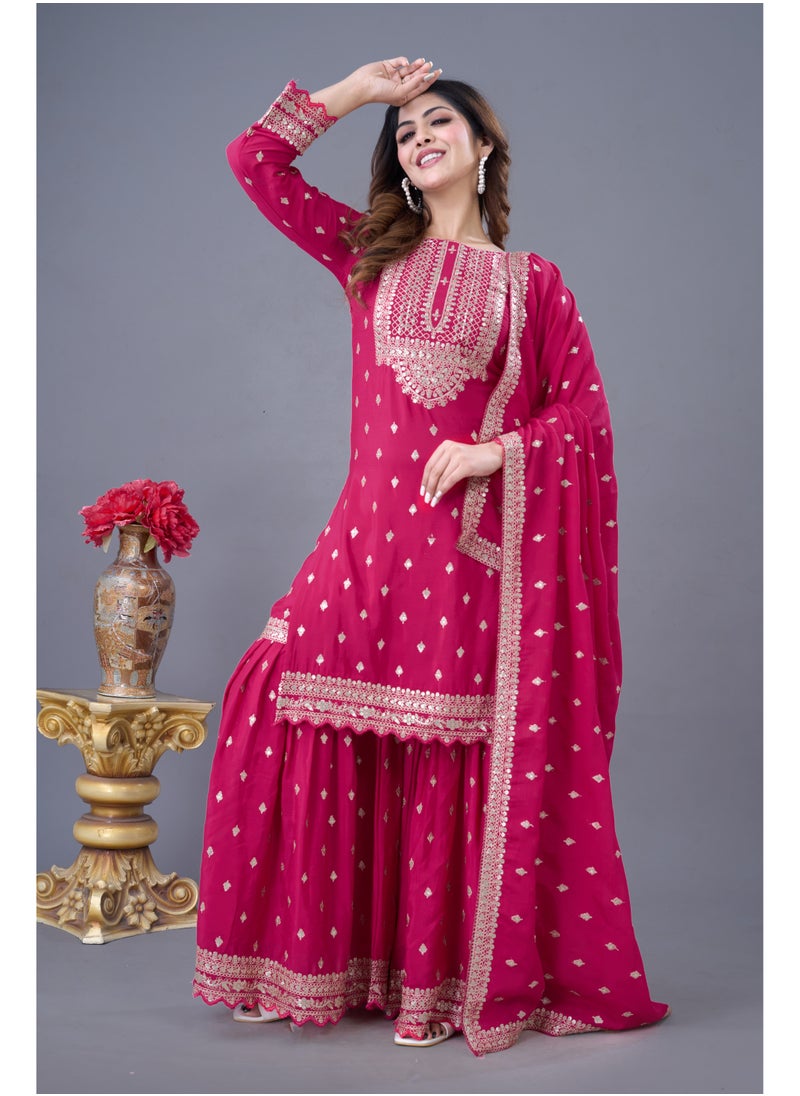 Super Asian Launching New Designer Party Wear Look Fancy Top-Dupatta and fully stitched Sharara  - Image 2