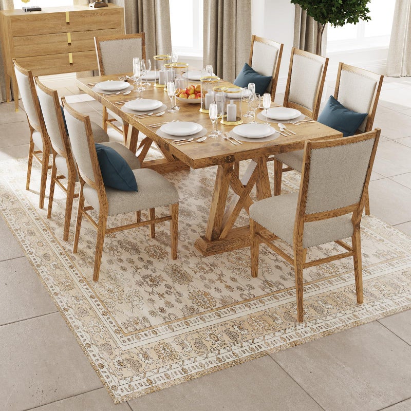KEYDOL 6' x 9' Durable Vinyl Rugs for Living Room, Vintage Floral Pattern for Dining Room, Bedroom, Home Office, Bobo Yellow Non-Slip Large Rugs for Indoor&Outdoor RV, Deck, Backyard, Balcony, Home Decor - Image 1