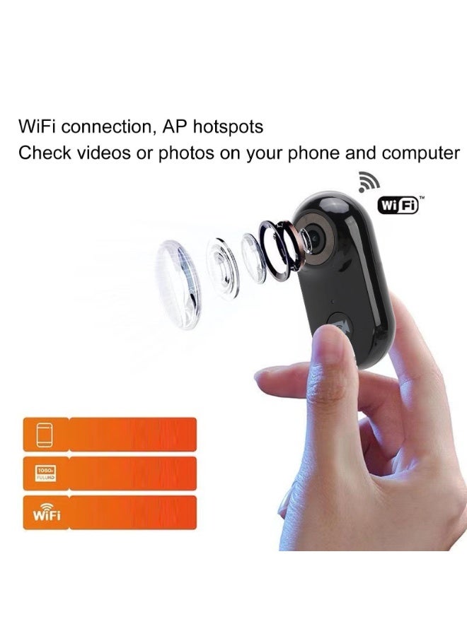 شابية كاميرا أكشن صغيرة، كاميرا أكشن للجسم قابلة للارتداء، كاميرا فيديو أكشن محمولة ممتازة، كاميرا تسجيل بدون استخدام اليدين بحجم الإبهام، للسفر والحيوانات الأليفة والتصوير تحت الماء (تحتوي على بطاقة ذاكرة 64 جيجابايت، كابل بيانات، محول، غطاء سيليكون، قاعدة، مشبك خلفي، أسود) - Image 4