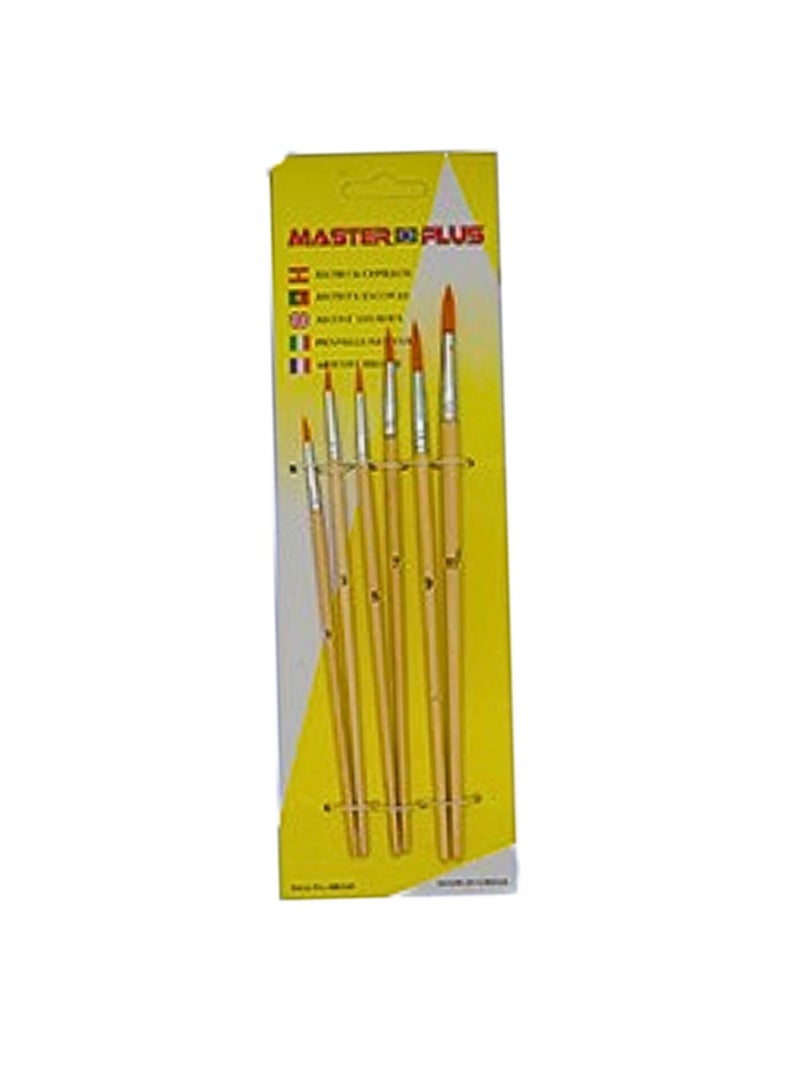 MASTER PLUS Professional Round Paint Brush Set 6-Piece - Image 2