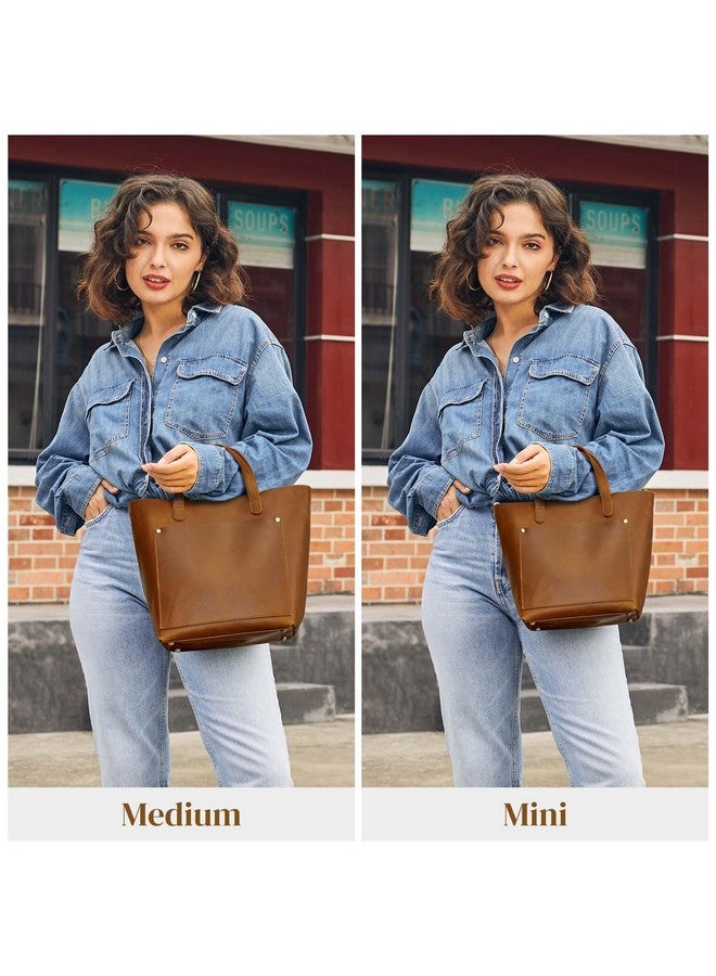 S-ZONE Leather Mini Crossbody Tote Bag Satchel Top-Handle Handbags Shoulder Purses With Inner Pouch - Image 2