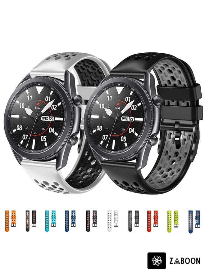 Zaboon Watch Band For Huawei Watch GT2 Pro 22mm Two-Color Breathable Silicone (Lime+Black) - Image 3