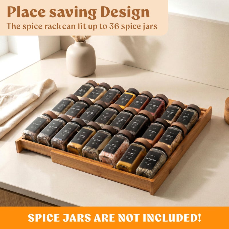 EDELHAUS Spice Drawer Organizer - Expandable Spice Rack for Drawer, Black Seasoning Organizer for Drawer Spice Organizer, Spice Organization Seasoning rack insert for Cabinet (Jars Not Included) - Image 4