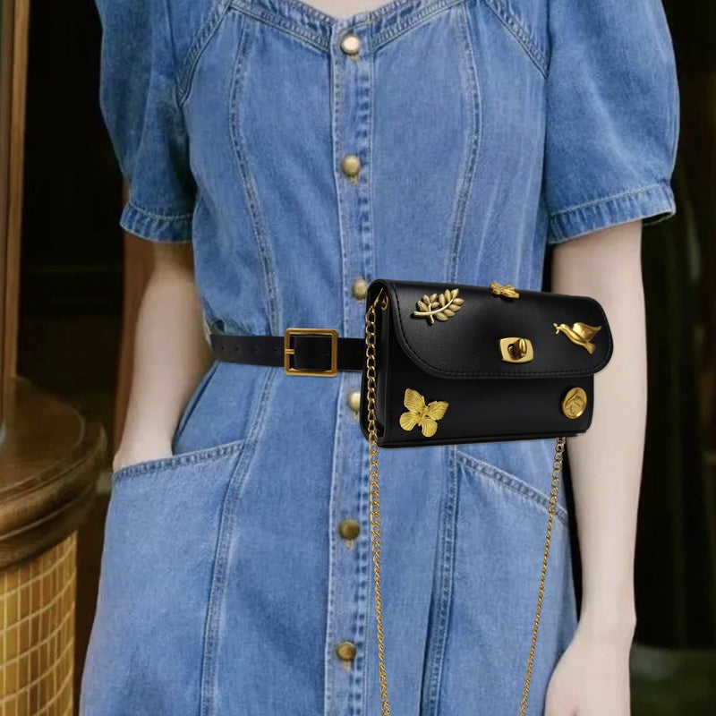 All-Match Retro Belt Bag Personalized Design Women'S Waist Bag Belt Dual-Purpose Chain Decorative Crossbody Bag Women'S Trendy - Image 2