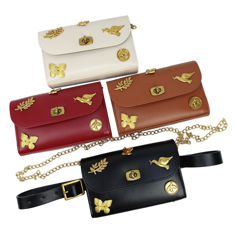 All-Match Retro Belt Bag Personalized Design Women'S Waist Bag Belt Dual-Purpose Chain Decorative Crossbody Bag Women'S Trendy - Image 3
