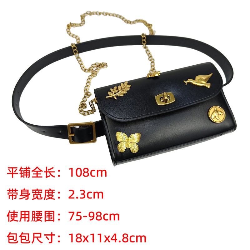 All-Match Retro Belt Bag Personalized Design Women'S Waist Bag Belt Dual-Purpose Chain Decorative Crossbody Bag Women'S Trendy - Image 1