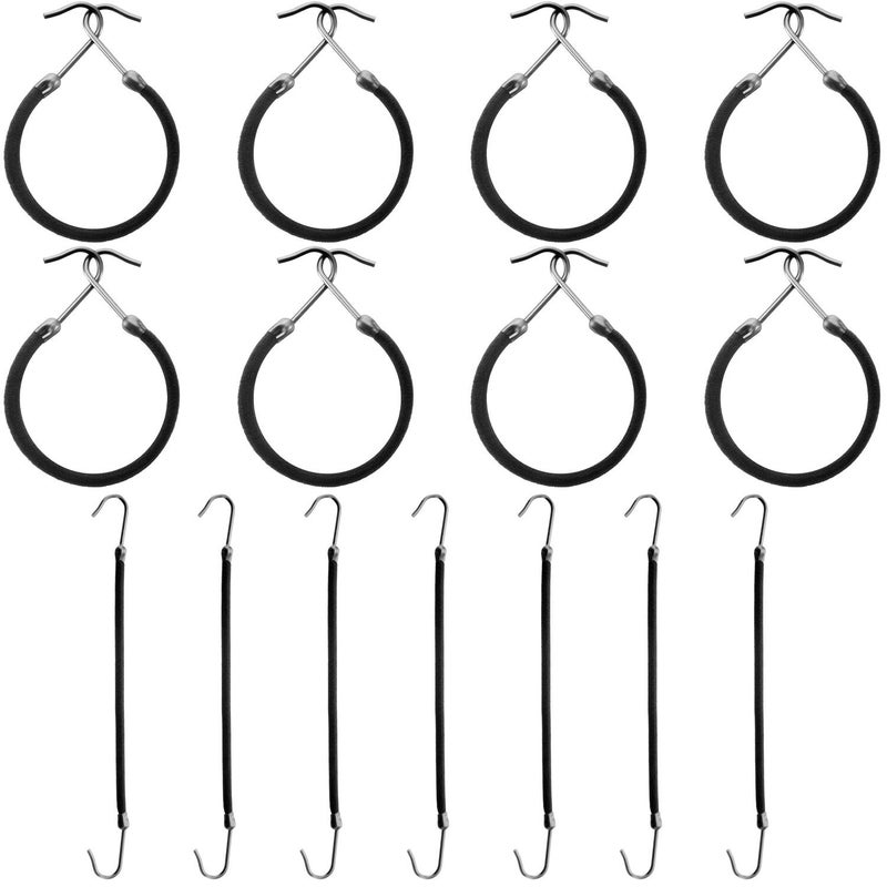 Hotop 15 Pieces Elastic Hook Hair Tie Styling Ponytail Holder Hooks Cord for Long Curly Hair(Black) - Image 1