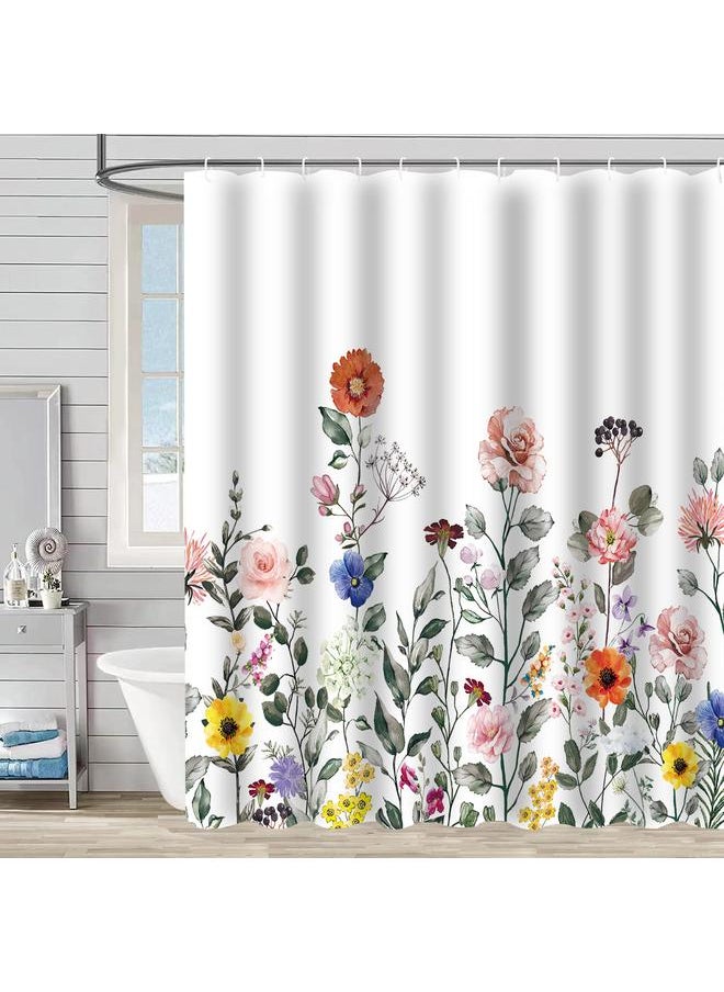 Bluejw Polyester Shower Curtain  Explosions Flowers And Plants Watercolor Bathroom Four-piece Dry And Wet Separation Isolation Waterproof Bath  - Image 1