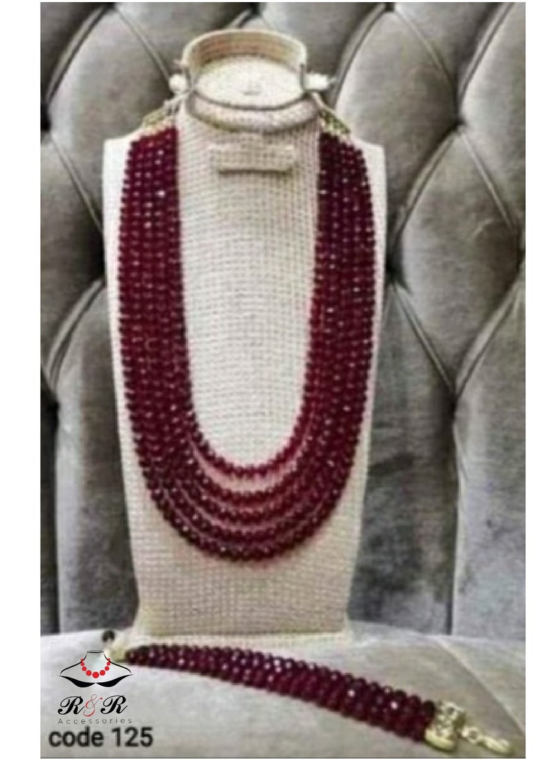 R&R Women's set, multi-role necklace and bracelet, made of red crystal 