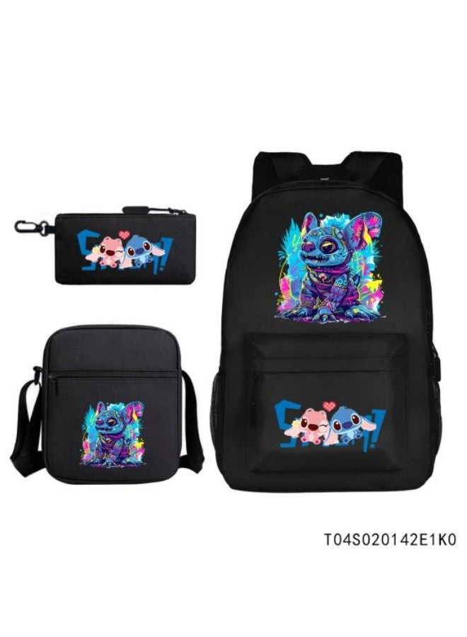 Practical animation style backpack three-piece set, simple and generous, super practical for daily use - 759  - Image 1