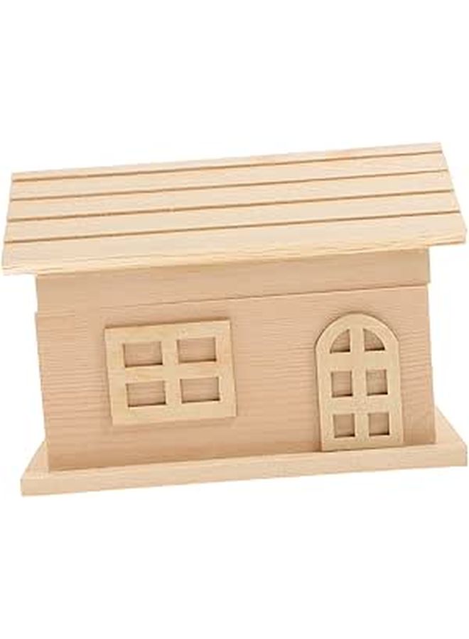 Vintage Wooden Money Box House With Lock Retro Coin Bank Birthday Gift - Image 1