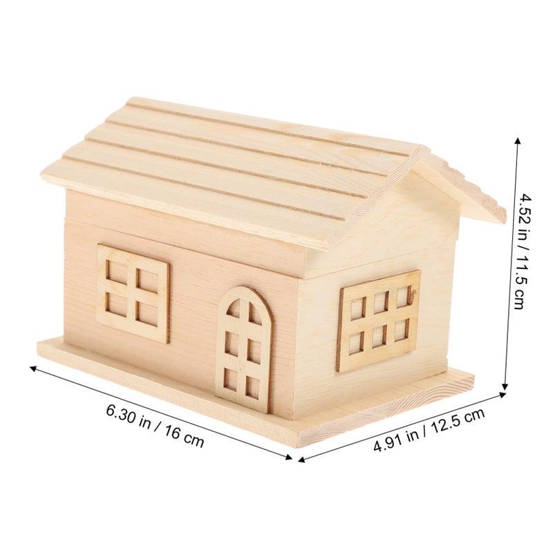 Vintage Wooden Money Box House With Lock Retro Coin Bank Birthday Gift - Image 3