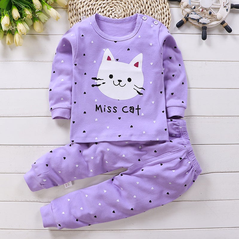 Autumn and winter new childrens clothing childrens underwear set cotton boy baby autumn clothes autumn pants baby pajamas home clothes A074-baby dragon A074-baby dragon - Image 4