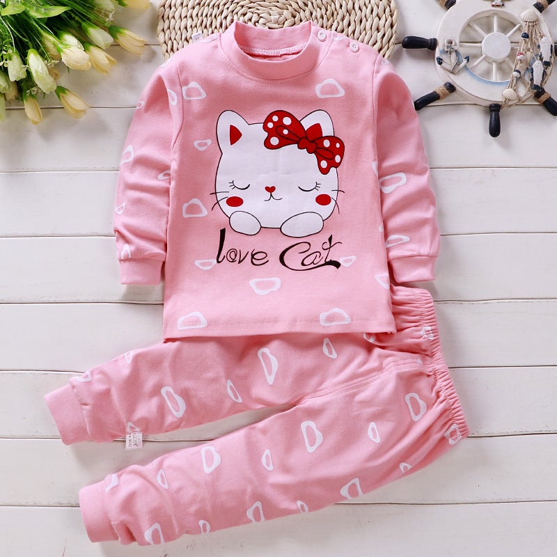 Autumn and winter new childrens clothing childrens underwear set cotton boy baby autumn clothes autumn pants baby pajamas home clothes A074-baby dragon A074-baby dragon - Image 2
