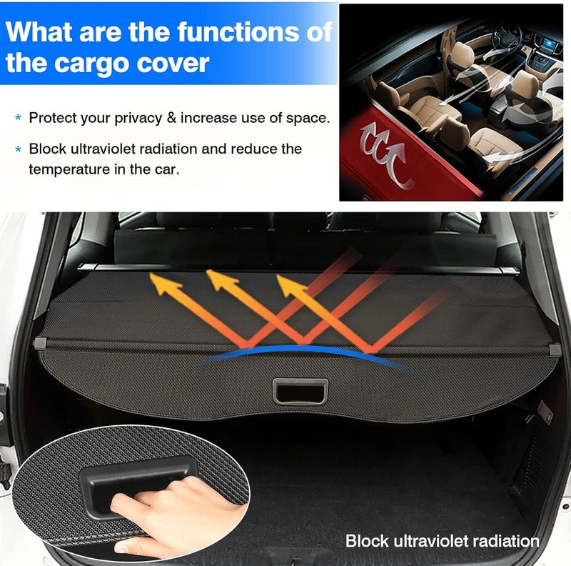 Powerty Retractable Cargo Cover for 2014-2019 Toyota Highlander - Trunk Shielding Shade - Image 4